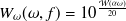 $W_{\omega }(\omega ,f) = 10^{\frac{\mathcal{W}(\alpha \omega )}{20}}$