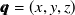 ${\bm@general \boldmath \m@ne \mv@bold \bm@command q} = (x, y, z)$