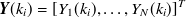 ${\mbox{\boldmath {$Y$}}}(k_ i)= \left[Y_1(k_ i), \dots ,Y_ N(k_ i)\right]^ T$