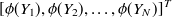 $\displaystyle  [\phi (Y_1), \phi (Y_2), \dots , \phi (Y_ N)] ^ T  $