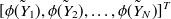 $\displaystyle  [\tilde{\phi (Y_1)}, \tilde{\phi (Y_2)},\dots ,\tilde{\phi (Y_ N)}]^ T  $