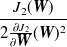 $\displaystyle  \frac{J_2({\mbox{\boldmath {$W$}}})}{2\frac{\partial J_2}{\partial {\mbox{\boldmath {$W$}}}}({\mbox{\boldmath {$W$}}})^2}  $