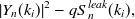 $\displaystyle  |Y_ n(k_ i)|^2 - q S^{leak}_ n(k_ i),  $