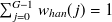 $\sum _{j=0}^{G-1} w_{han}(j) = 1$