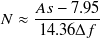 $\displaystyle  N \approx \frac{As - 7.95}{14.36 \Delta f}  $